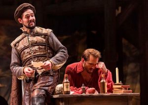 Marlowe (Michael Perez) works with a frustrated Will Shakespeare (Nick Rehberger) in 'Shakespeare in Love' at Chicago Shakespeare Theater, now through June 11, 2017. Photo by Liz Lauren.