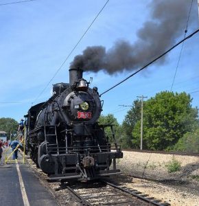 Steam engines are again going around the Illinois Railway Museum tracks. Photo by Webster's Unabridged Inc and Illinois Railway Museum