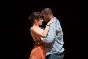 Kathy Voytko and Nathaniel Stampley in 'Bridges of Madison County' at Marriott theatre. Photo by Liz Lauren