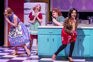 Courtney Wolfson (Joan Smith), Libby Servais (Connie Olsen), Marissa Rosen (Dottie O'Farrell) and Linedy Genao (Agnes Crookshank) in A Taste of Things to Come at the Broadway Playhouse. Photos by Brett Beiner