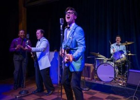 Benson, Mahler, Stevenson and McCabe (preview) in Buddy-The Buddy Holly Story, an American Blues theater revival. (Michael Brosilow photos)