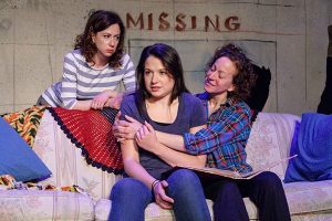 L to R front, Clara Byczkowski and Tricia Rogers, Standing, Katherine Swan in Girl found at Idle Muse theatre. (Photo by Steven Townshend) 