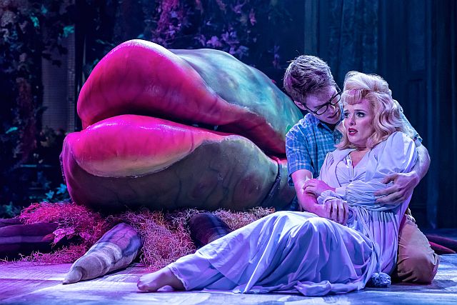 Will Lidke and Kelly Felthouse in Little Shop of Horrors at Drury Lane Theatre. (Brett Beiner photo)