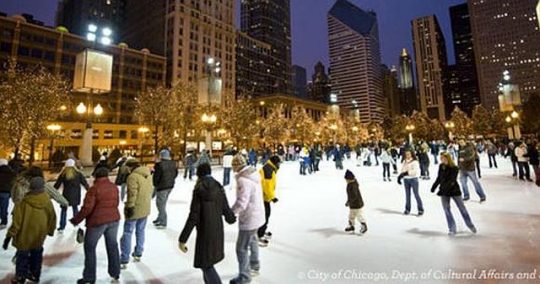 Skating at the McCormick Tribune Ice Rink in Millennium Park (Photo courtesy of the Chicago Department of Cultural Affairs and Events)