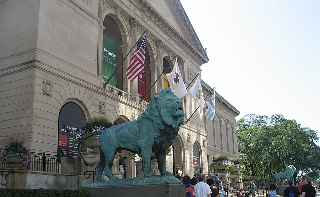 The space between the lions will be filled with well wishers for the Art Institute anniversary photo Dec. 8, 2018 (Photo by J. Jacobs)