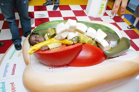 At 'Sensing Chicago' young visitors can become a Chicago-style hot dog. (Photo courtesy of the Chicago History Museum)