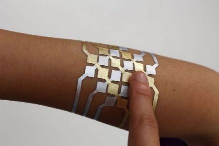 Microsoft design Smart tattoo of gold and metal leaf. (Photo courtesy of the Museum of Science and Industry.)