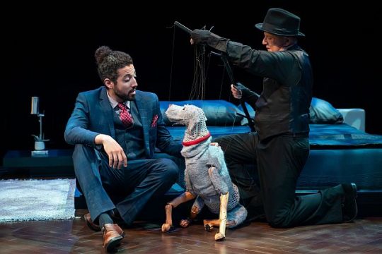 Heath Saunders (Harry) dog Paul and Phillip Huber in 'Darling Grendadine.' Liz Lauren photo)