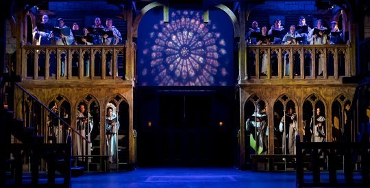 Hunchback of Natre Dame choir by Music theater Works in Cahn Auditorium, Evanston. (Photo by Brett Beiner)