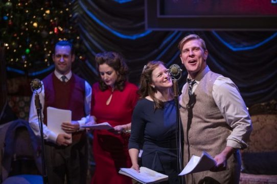 Ian Paul Custer, Dara Cameron, Gwendolyn Whiteside and Brandon Dahlquist in It's A Wonderful Life: Live in Chicago (Photo by Michael Brosilow)