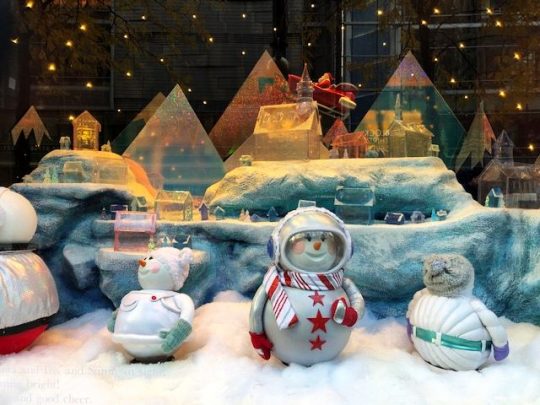 Macy's windows tell a holiday story of some toys that help Santa. (J Jacobs photo)