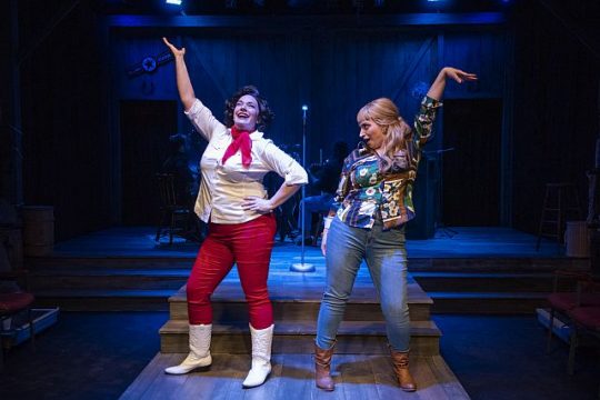 (left to right) Harmony France and Christina Hall in Firebrand Theatre's Always...Patsy Cline.(Photo by Michael Brosilow.)