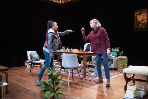 eft to right Ayanna Bria Bakari(Zoe) and Mary Beth Fisher(Janine) in The Niceties at Writers Theatre. (Michael Brosilow Photos )