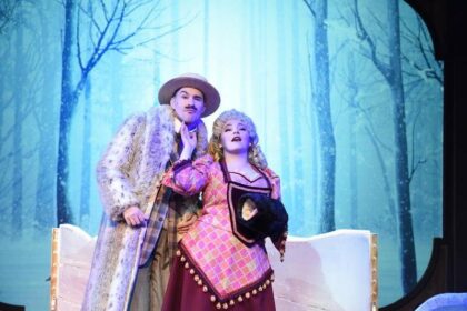 Matt Crowle and Rachel Klippel in Porchlight Music Theatre's "A Gentleman’s Guide to Love & Murder." (Michael Courier photo)