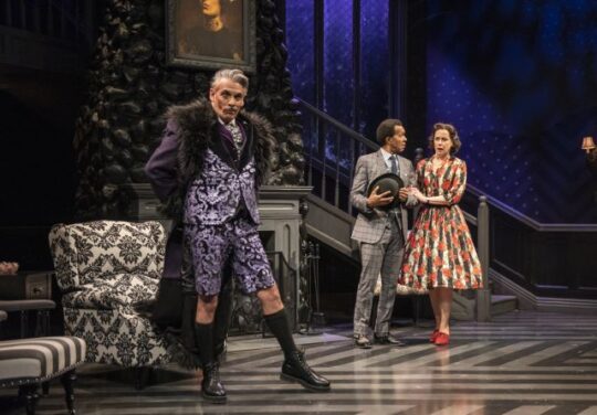 David Cerda, Allen Gilmore and Kate Fry in Mousetrap at Court Theatre. (Michael Brosilow photo)