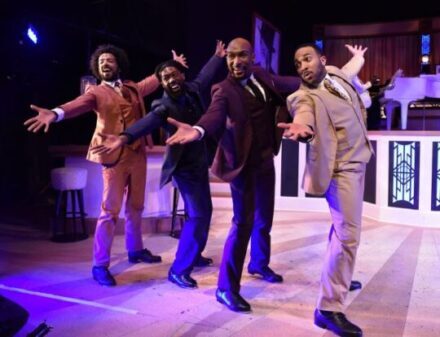 (L to R) Joey Stone, Eustace J. Williams, Donterrio Johnson and Chuckie Benson in I’ve Got to Be a Rug Cutter from Sophisticated Ladies by Porchlight Music Theatre (Photo courtesy of PMT)