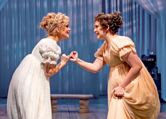 Emma (Lora Lee Gayer) takes the impressionable Harriet Smith (Ephie Aardema) under her wing. (Photo by Liz Laure)
