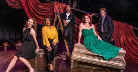 Broadway, regional and Marriott stars in Kander and Ebb revue at Marriott Theatre. L, Amanda Rose, Allison . Blackwell, Joseph Anthony Byrd, Meghan Murphy and Kevin Earley.(Photo courtesy of Marriott Theatre)