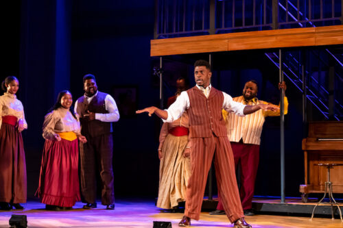 Coalhouse Walker Jr (Curtis Bannister) and friends in Ragtime at Music Theater Works. (Photo Credit: Brett Beiner)