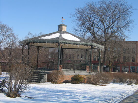 Woodstock square and bandstand in the Groundhog Day movie. (J Jacobs photo)