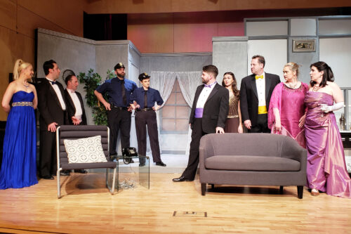 'Rumors' cast at Skokie Theatre. (Photo by MadKap Productions)